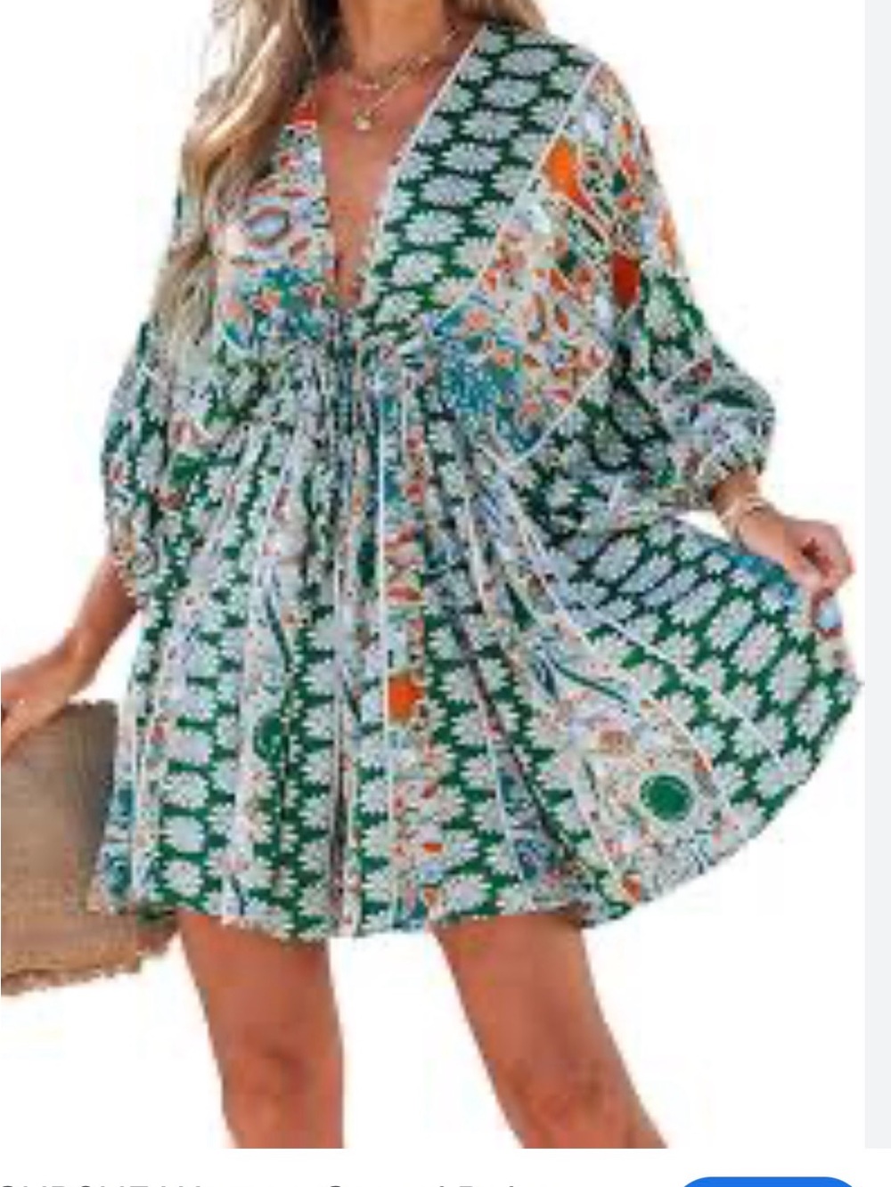 CUPSHE Women Casual Boho Sundress Summer Floral Print Tie Front size XL